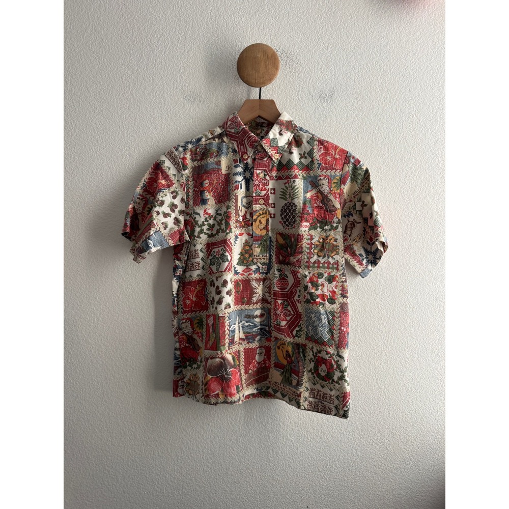 Reyn Spooner Mele Kalikimaka Limited Issue Christmas Hawaiian Henley Shirt Small